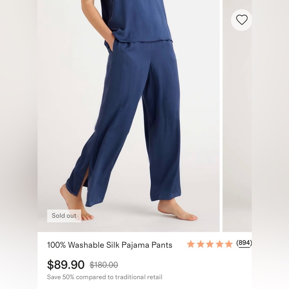 Quince Deep Blue Silk Pajama Pants NWT